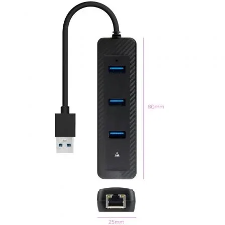 Nanocable Hub USB 3.0 10.16.4604 - 3 Puertos USB-A 3.0 + 1 Puerto Ethernet RJ45 Gigabit, Negro, 15 cm Nanocable Hub USB 3.0 10.16.4604 - 3 Puertos USB-A 3.0 + 1 Puerto Ethernet RJ45 Gigabit, Negro, 15 cm